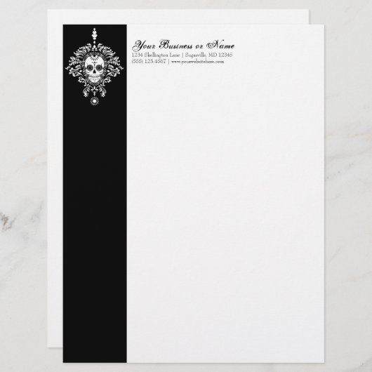 Dead Damask - Custom Sugar Skull Letterhead Briefhoofd (Voorkant / Achterkant)