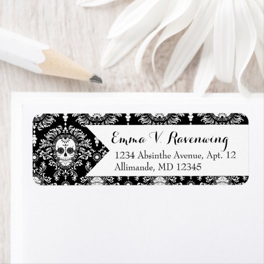 Dead Damask - Custom Sugar Skull retouradres Etiket (Insitu)