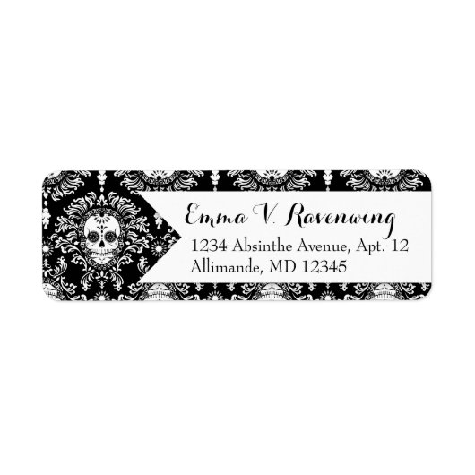 Dead Damask - Custom Sugar Skull retouradres Etiket (Voorkant)