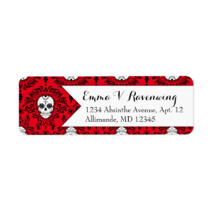 Dead Damask - Custom Sugar Skull retouradres Etiket