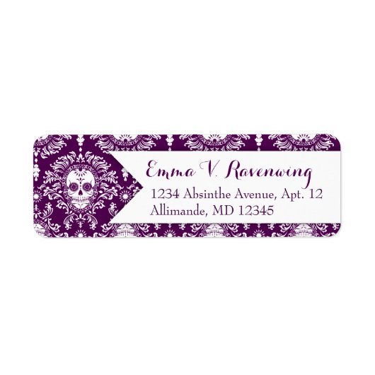 Dead Damask - Custom Sugar Skull retouradres Etiket (Voorkant)