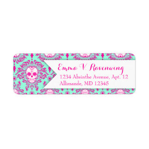 Dead Damask - Custom Sugar Skull Return Address Etiket