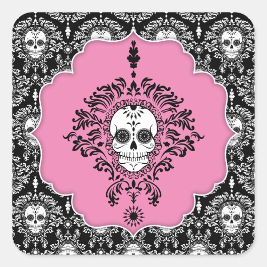 Dead Damask - Ingelijste Sugar Skull Stickers (Voorkant)