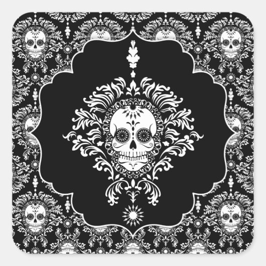 Dead Damask - Ingelijste Sugar Skull Stickers (Voorkant)