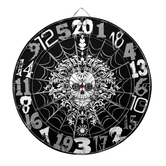 Dead Damask - Sugar Skull & Spider Web Dartboard Dartbord (Voorkant)