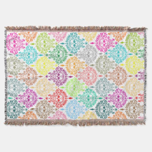 Dead Damask Sugar Skull Throw Blanket Deken (Voorkant)