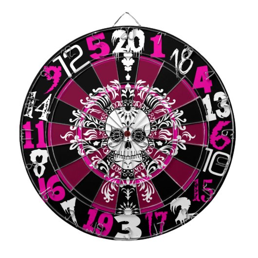 Dead Damask - Violet & Black Sugar Skull Dartboard Dartbord (Voorkant)