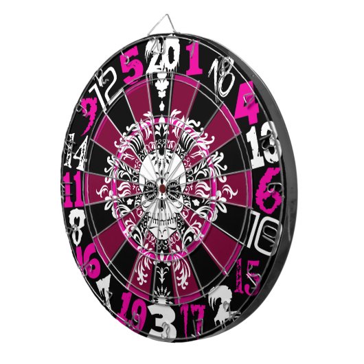Dead Damask - Violet & Black Sugar Skull Dartboard Dartbord (Voorkant Rechts)