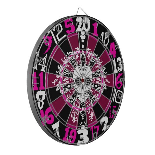 Dead Damask - Violet & Black Sugar Skull Dartboard Dartbord (Voorkant Links)
