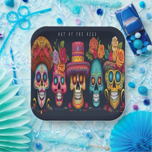 Dead Day Party Sugar Skull Halloween-feestdag Papieren Bordje (Feest)