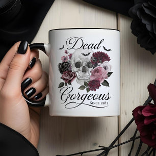 Dead Gorgeous Gothic Skull Floral Custom Geboortej Mok