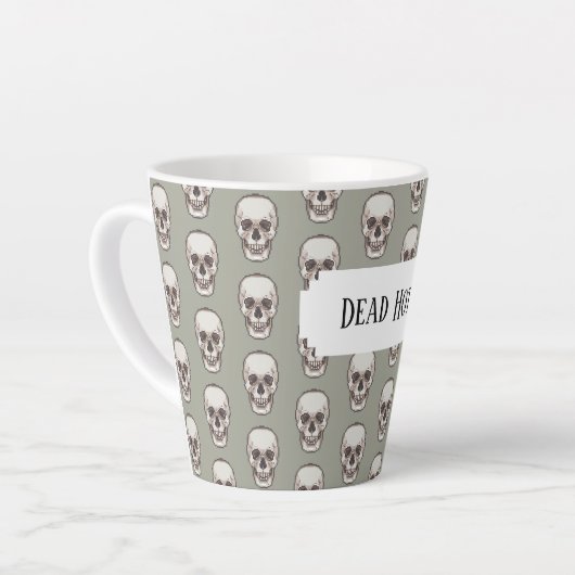 Dead Hot Pixel Art Gothic Spooky Skull Pattern Latte Mok (Linkerhoek)