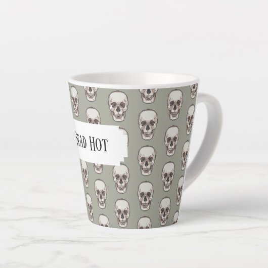 Dead Hot Pixel Art Gothic Spooky Skull Pattern Latte Mok (Rechterhoek)