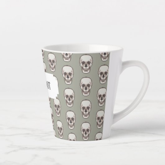 Dead Hot Pixel Art Gothic Spooky Skull Pattern Latte Mok (Rechts)