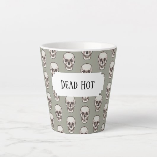 Dead Hot Pixel Art Gothic Spooky Skull Pattern Latte Mok (Voorkant)