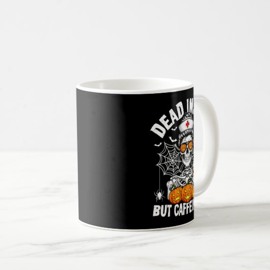 Dead Inside But Caffeinated Funny Nurse Halloween  Koffiemok (Voorkant rechts)
