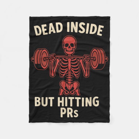 Dead Inside But Hitting PRS – Funny Skeleton Gym L Fleece Deken (Voorkant)