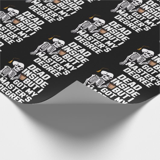 Dead Inside But I Got My Masters Degree Skeleton Cadeaupapier (Hoek)