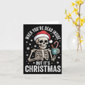 Dead Inside But It's Christmas Skeleton Coffee San Kaart (Gele Bloem)