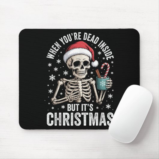 Dead Inside But It's Christmas Skeleton Coffee San Muismat (Met muis)