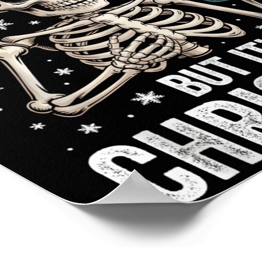 Dead Inside But It's Christmas Skeleton Coffee San Poster (Hoek)