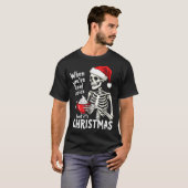 Dead Inside But Its Christmas Skeleton Coffee Xmas T-shirt (Voorkant volledig)