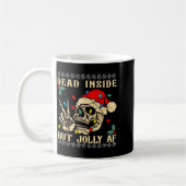 Dead Inside But Jolly Af Funny Skeleton Santa Hat Koffiemok (Links)