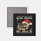 Dead Inside But Jolly Af Funny Skeleton Santa Hat Magneet (Voorkant / Achterkant)