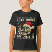 Dead Inside But Jolly Af Funny Skeleton Santa Hat  T-shirt (Voorkant)