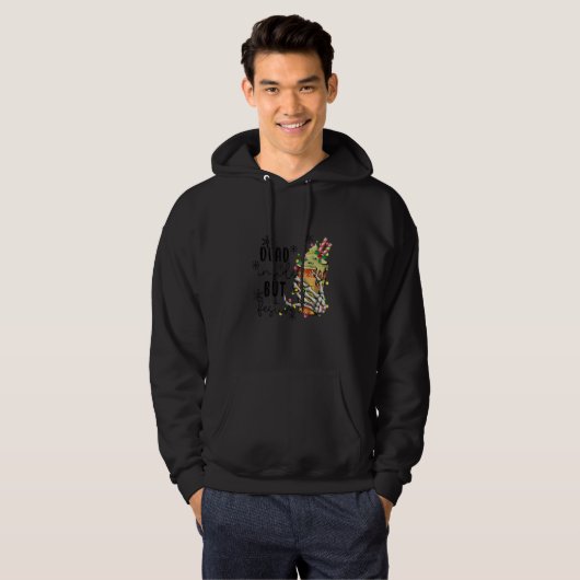 Dead Inside But Jolly AF  Skeleton Drinking Coffee Hoodie (Voorkant volledig)