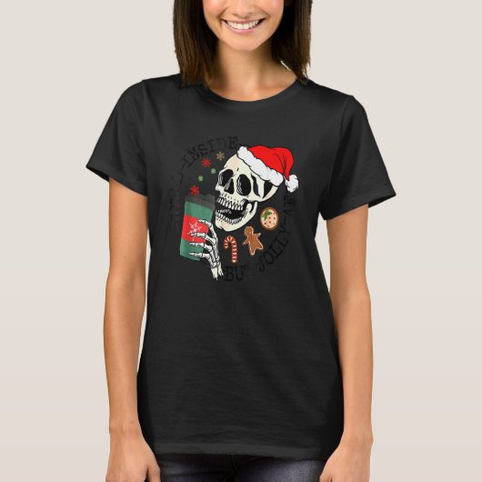 Dead Inside But Jolly AF  Skeleton Santa Hat Chris T-shirt (Voorkant)