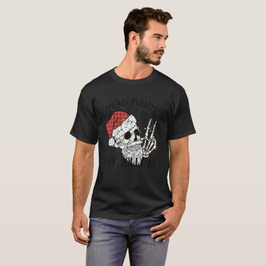 Dead Inside But Jolly Af Skull Santa Light Skeleto T-shirt (Voorkant volledig)
