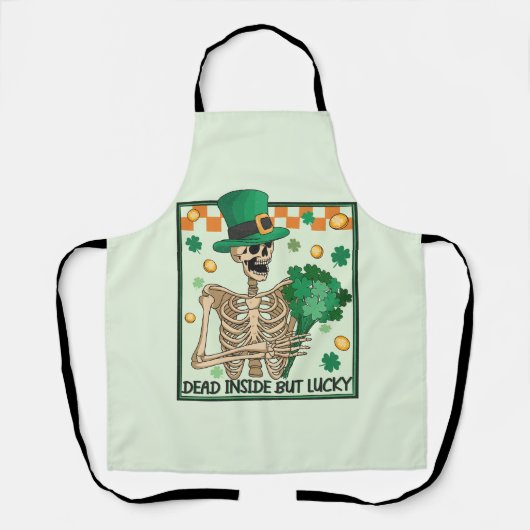 Dead Inside But Lucky beroemd gemaakt door Skeleto Schort (Voorkant)