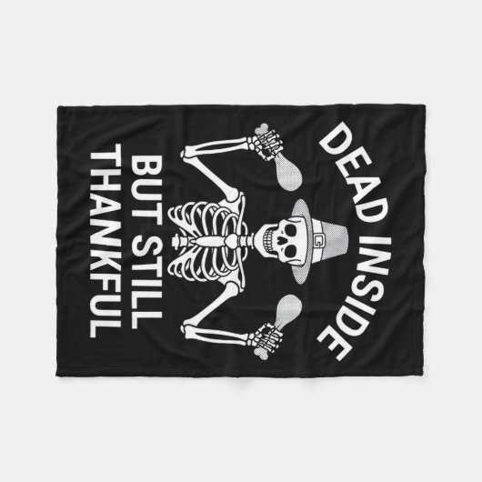 Dead Inside But Still Thankful - Skeleton Hallowee Fleece Deken (Voorkant (Horizontaal))