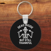 Dead Inside But Still Thankful - Skeleton Hallowee Sleutelhanger (Voorkant)
