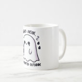 Dead Inside Caffeinated Outside Funny Cute Ghost Koffiemok (Voorkant rechts)
