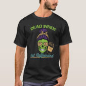 Dead Inside Caffeinated Skeleton Mom Messy Bun Cof T-shirt (Voorkant)