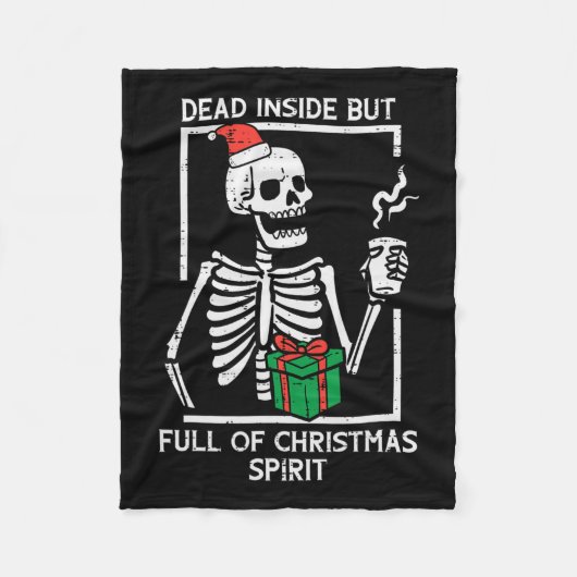 Dead Inside Full Christmas Spirit Skelet Xmas Wo Fleece Deken (Voorkant)
