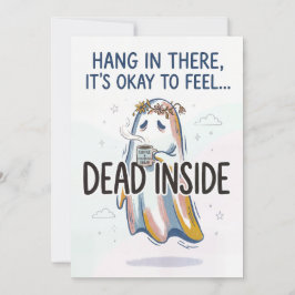 Dead Inside Ghost with Coffee Feestdagenkaart