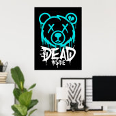 Dead Inside Graffiti Beer - Druppelende Neon Sad B Poster (Thuiskantoor)
