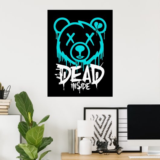 Dead Inside Graffiti Beer - Druppelende Neon Sad B Poster (Thuiskantoor)