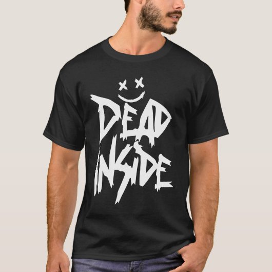 Dead Inside Ironic Skeleton Ghost Dark Sunshine K T-shirt (Voorkant)