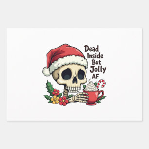 Dead Inside maar Jolly AF Hot Cacao Latte Xmas Sku Inpakpapier Vel