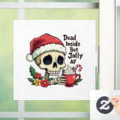 Dead Inside maar Jolly AF Hot Cacao Latte Xmas Sku Raamsticker (Huis)
