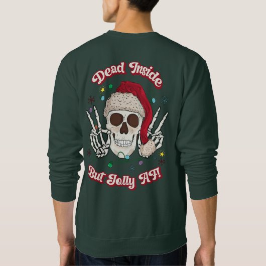 Dead Inside maar Jolly Santa schedel vredes teken Trui (Achterkant)