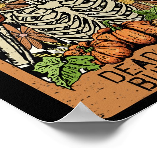 Dead Inside Maar Spiced Skelet Groovy Halloween M Poster (Hoek)