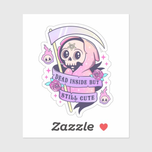 Dead Inside Pastel Gothic Grim Reaper Sticker (Vel)