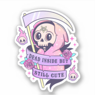 Dead Inside Pastel Gothic Grim Reaper Sticker