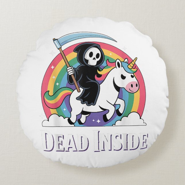 Dead Inside Rond Kussen (Voorkant)