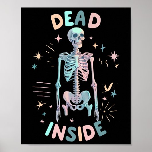 Dead Inside Skeleton Casual Halloween grafische vr Poster (Voorkant)
